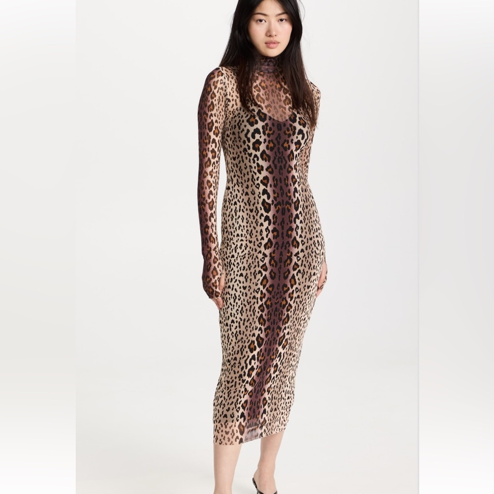 AFRM Animal Print Leopard Shailene Long Sleeve Dress XS
